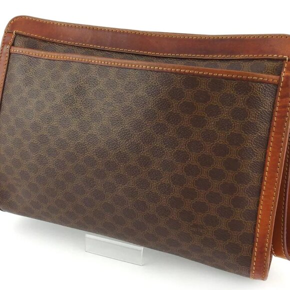 CELINE clutch bag macadam beige PVC ?~ leather Authentic used T19067 - Picture 2 of 9